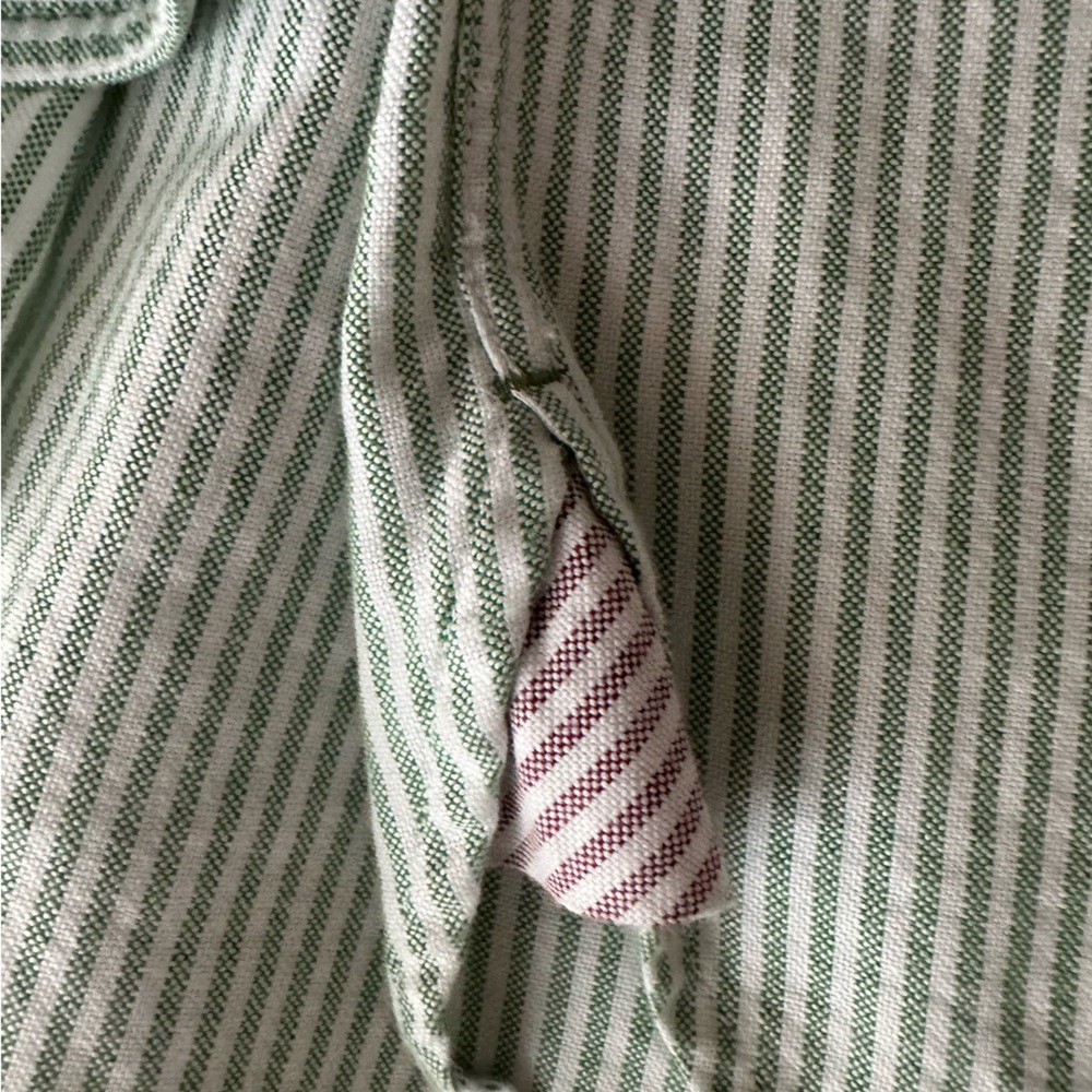Tommy Hilfiger Oxford Green Striped Shirt Original Crest Logo Men's MEDIUM - Picture 10 of 10